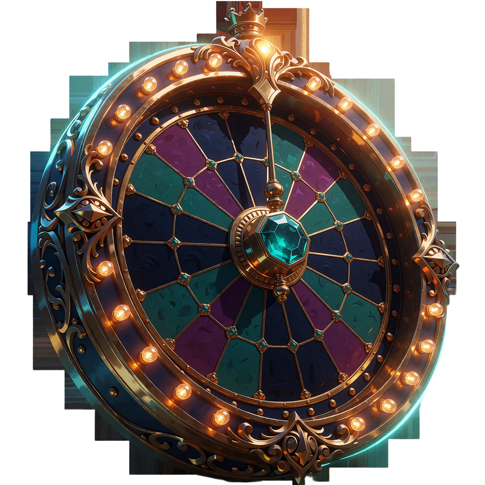 Koło fortuny ze złotą oprawą i bursztynowymi lampkami - Wheel of Fortune w Goldbet Casino